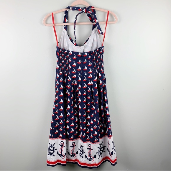 Anthropologie Postmark Windward Sailboat Nautical Halter Dress Size 0 - Picture 3 of 9